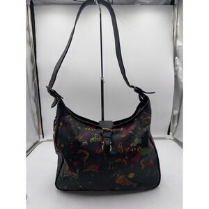 Piero Guidi Vintage Magic Circus Bag Italian Leather Whimsical Print Shoulder